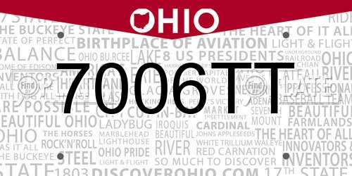 7006TT Ohio License Plate