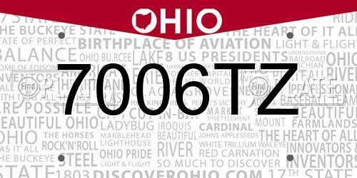 7006TZ Ohio License Plate