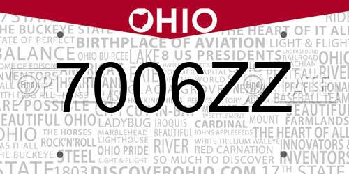 7006ZZ Ohio License Plate