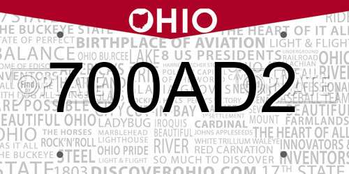 700AD2 Ohio License Plate