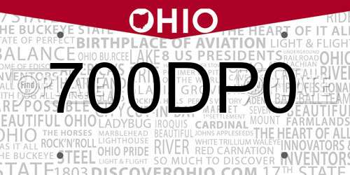 700DP0 Ohio License Plate