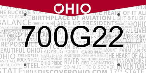 700G22 Ohio License Plate