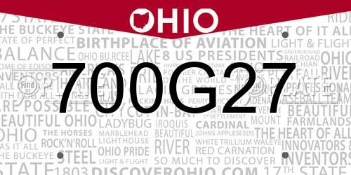 700G27 Ohio License Plate