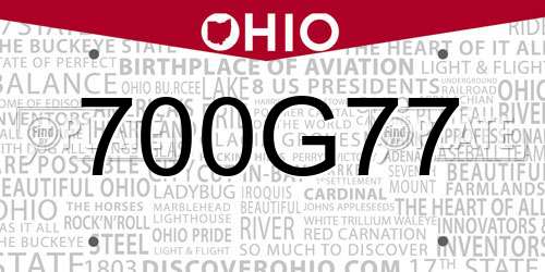 700G77 Ohio License Plate