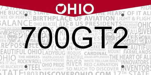 700GT2 Ohio License Plate