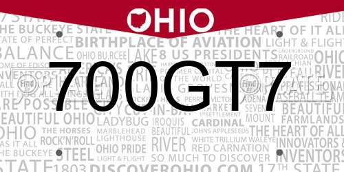 700GT7 Ohio License Plate