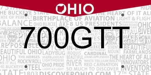 700GTT Ohio License Plate