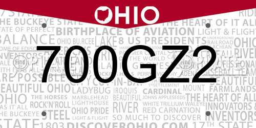 700GZ2 Ohio License Plate