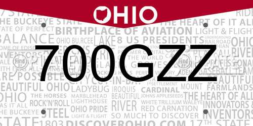 700GZZ Ohio License Plate