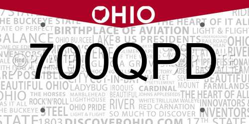 700QPD Ohio License Plate