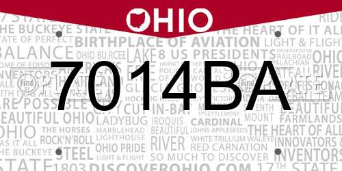 7014BA Ohio License Plate