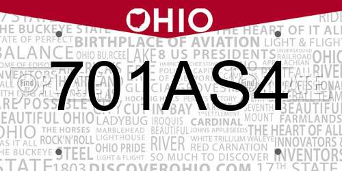 701AS4 Ohio License Plate