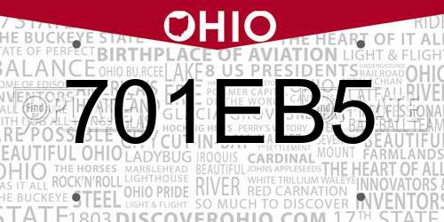 701EB5 Ohio License Plate