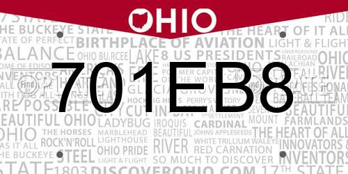 701EB8 Ohio License Plate