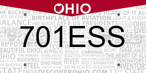 701ESS Ohio License Plate