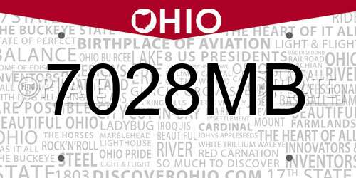 7028MB Ohio License Plate