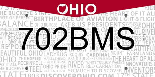 702BMS Ohio License Plate