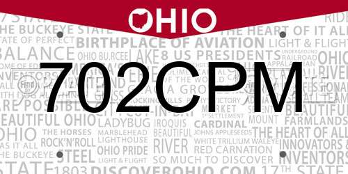 702CPM Ohio License Plate