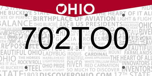 702TO0 Ohio License Plate