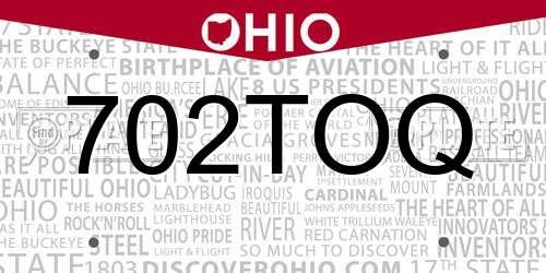 702TOQ Ohio License Plate