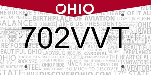 702VVT Ohio License Plate