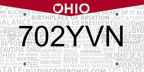 702YVN Ohio License Plate