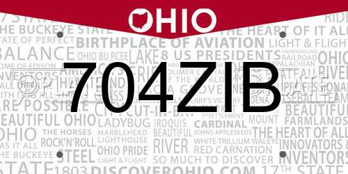 704ZIB Ohio License Plate