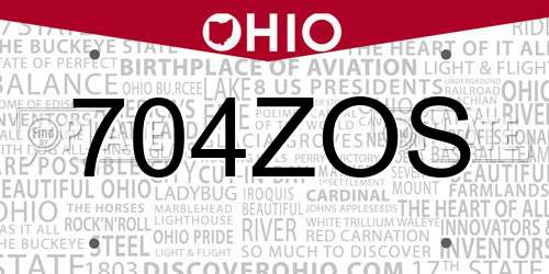 704ZOS Ohio License Plate