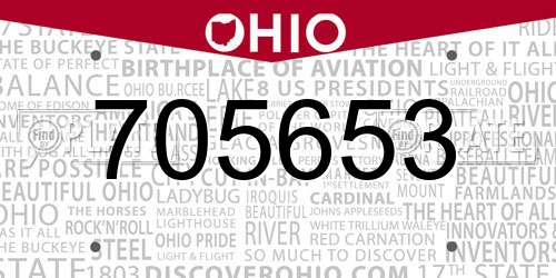 705653 Ohio License Plate