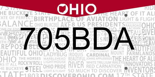 705BDA Ohio License Plate