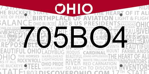 705BO4 Ohio License Plate