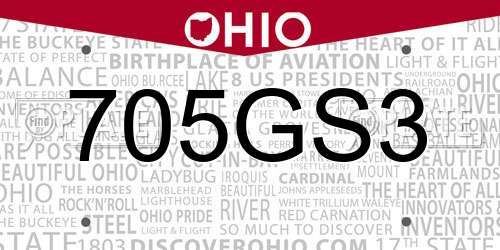 705GS3 Ohio License Plate