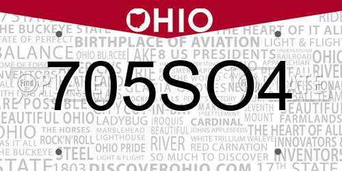 705SO4 Ohio License Plate