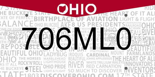 706ML0 Ohio License Plate