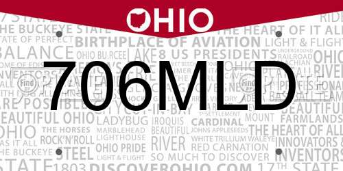 706MLD Ohio License Plate