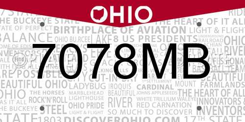 7078MB Ohio License Plate