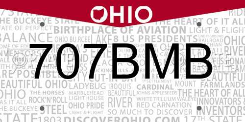 707BMB Ohio License Plate
