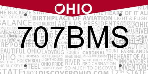 707BMS Ohio License Plate