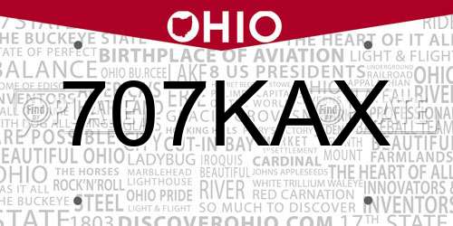 707KAX Ohio License Plate