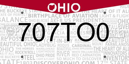 707TO0 Ohio License Plate