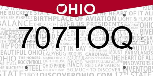 707TOQ Ohio License Plate