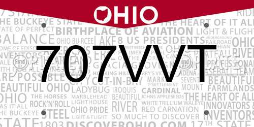 707VVT Ohio License Plate