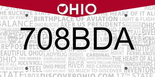 708BDA Ohio License Plate