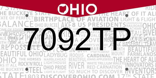 7092TP Ohio License Plate