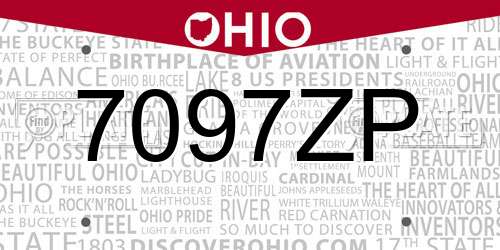 7097ZP Ohio License Plate
