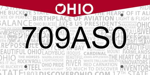709AS0 Ohio License Plate