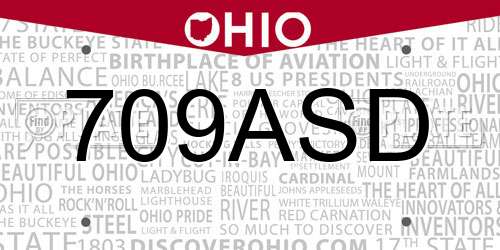709ASD Ohio License Plate