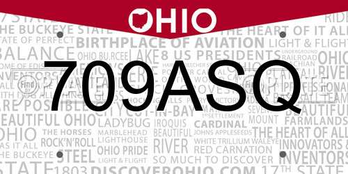 709ASQ Ohio License Plate