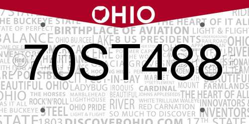 70ST488 Ohio License Plate