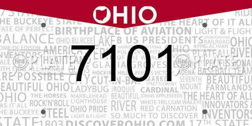 7101 Ohio License Plate